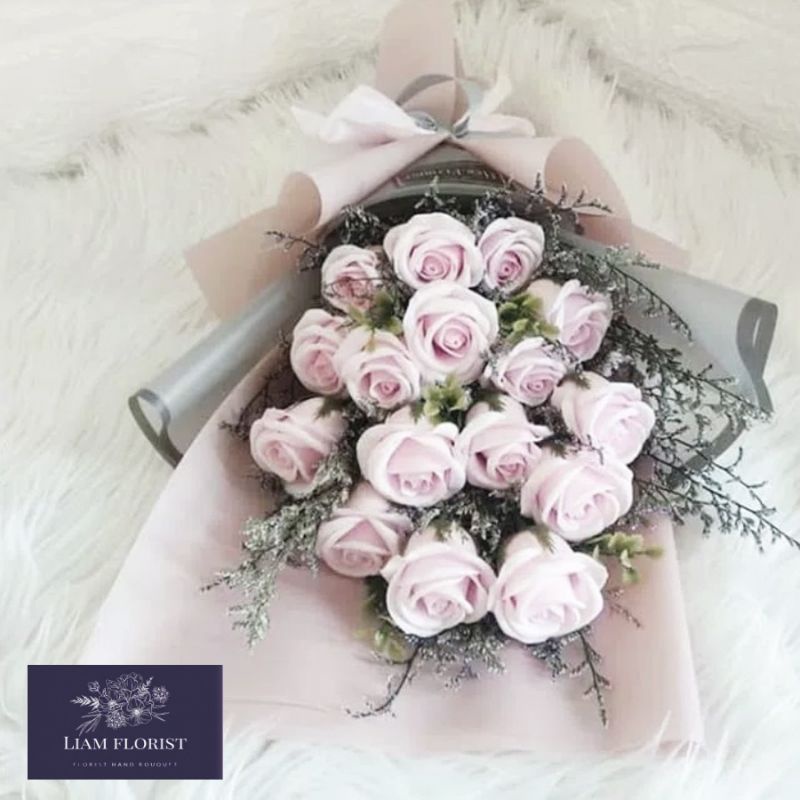 BUKET MAWAR 15 STEM JUMBO/BUKET BUNGA BESAR/BUKET BUNGA ARTIFICIAL/BUKET WISUDA ANNIVERSARY