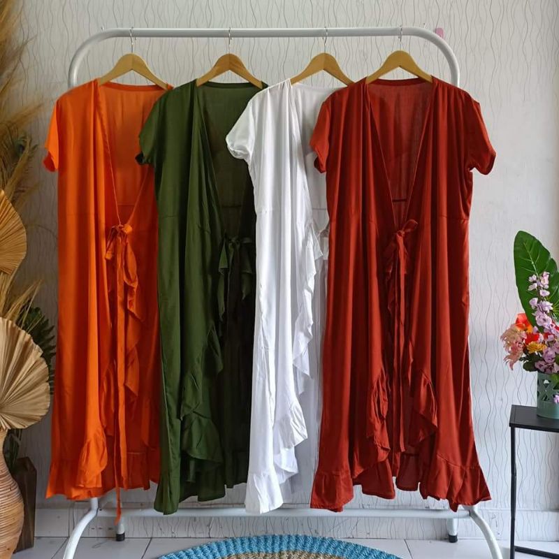 DRESS KIMONO PANJANG POLOS DRESS KIMONO RAYON