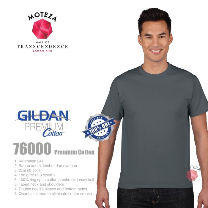 Moteza Kaos Polos Combed 24s - GILDAN Premium Cotton 76000 - WARNA (Cool)