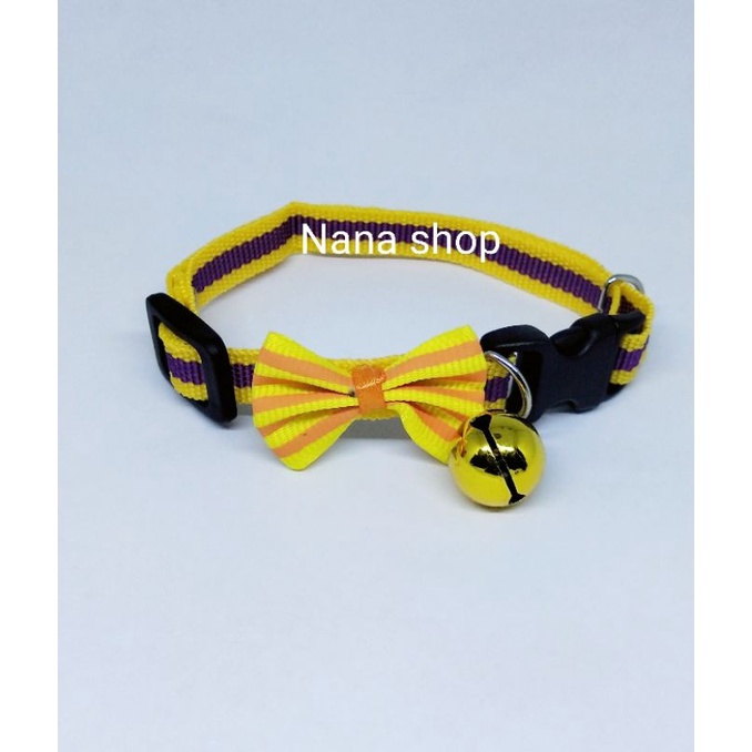 Kalung kucing motif pita salur kalung anjing dog cat dengan lonceng pet collor