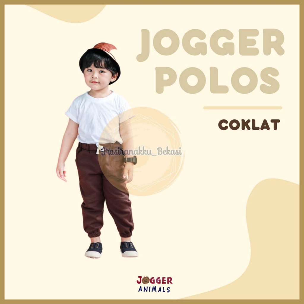 Celana Jogger Anak Polos Warna Coklat Size 2-5tahun