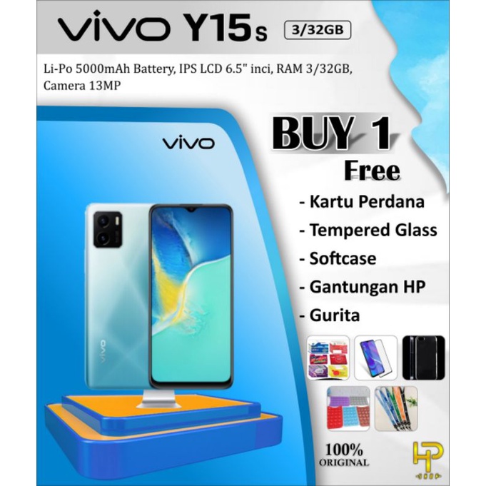 VIVO Y15s Ram 3GB/64GB & 3GB/32GB | BATERAI 5000 mAh | Garansi Resmi Vivo