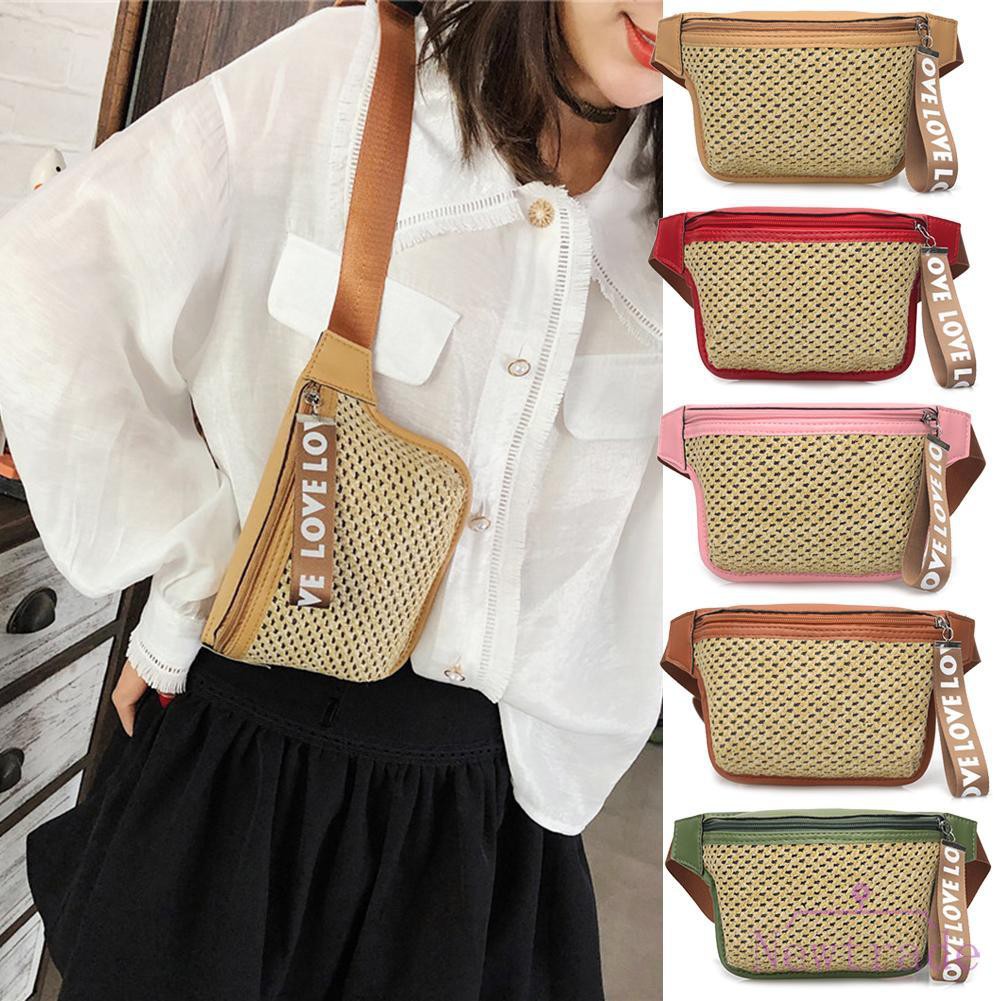 Tas Selempang Dada Kecil Wanita Bahan Jerami Woven untuk ...