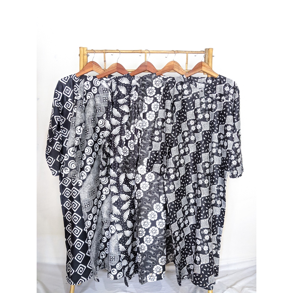 Daster Panjang Lengan Panjang Jumbo Long Dress Big Size Batik Bahan Rayon Nyaman Hijab Ibu Rumah Tangga Orang Tua