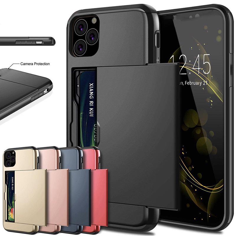 Kasus Untuk iPhone 11 11Pro Geser Armor Dompet Slot Kartu