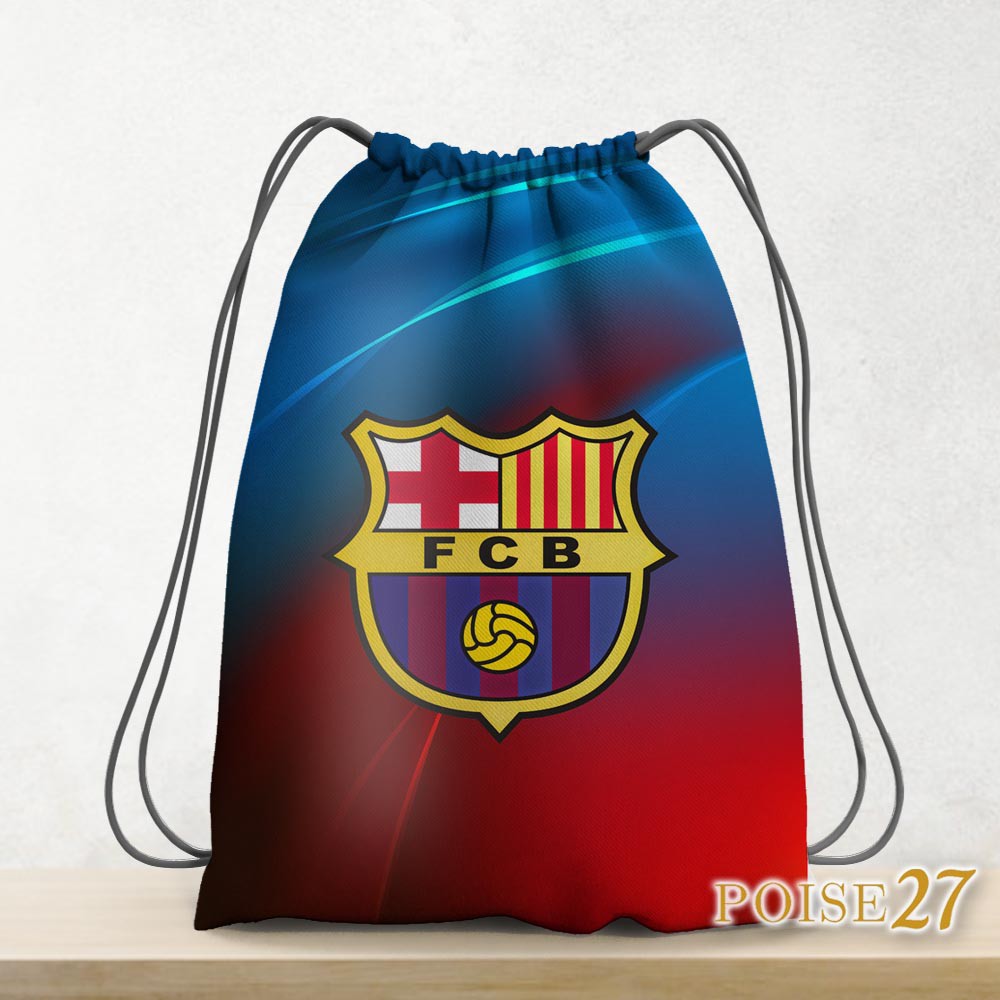 Tas Serut String Bag Drawstring / Tas Gym Basket Futsal Renang Klub Sepakbola FC Barcelona / Tas Ran