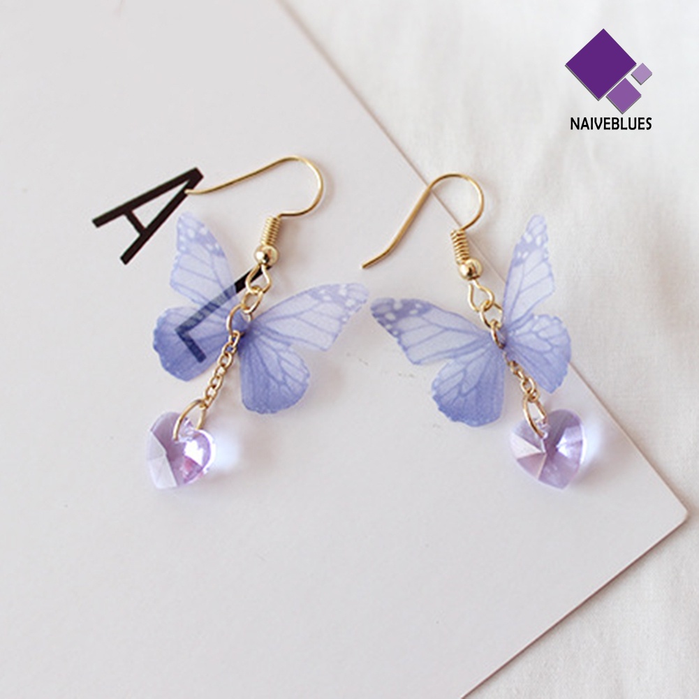 Anting Kait Model Butterfly Heart Menjuntai Gaya Elegan Untuk Wanita