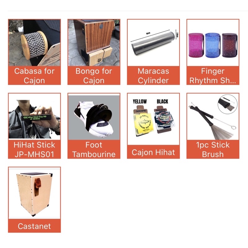 Cajon Acessories Kajon Hand Percussion Hihat Maracas Tambourine Stickbrush Castanet