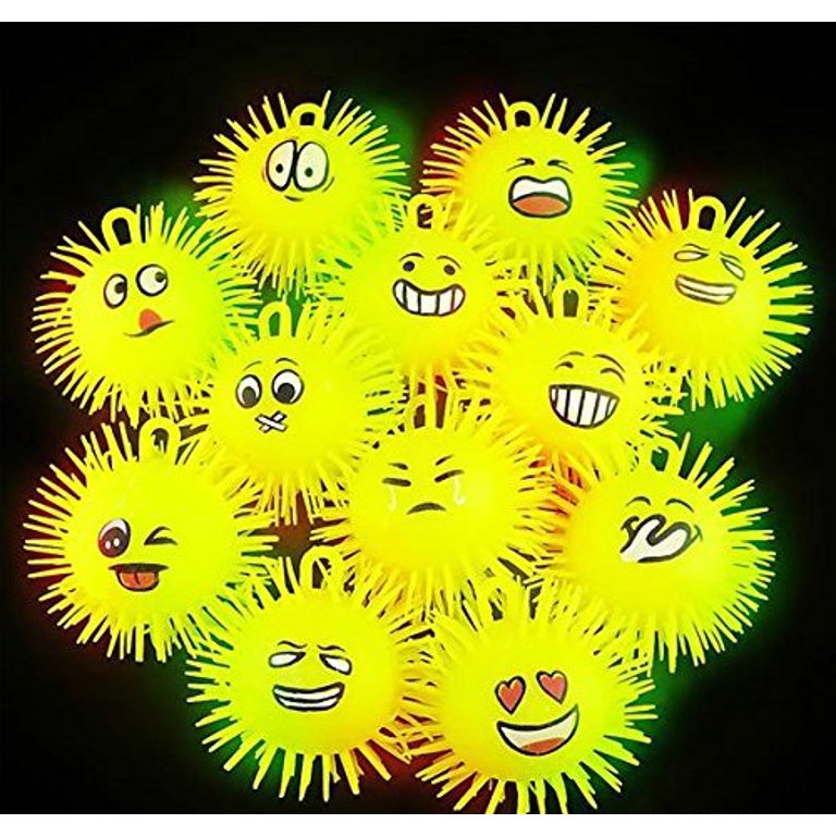 Mainan Anak Yoyo Bola Jelly EMOJI SMILEY Smile Emo Emoticon Squishy Puffer Ball Lampu LED