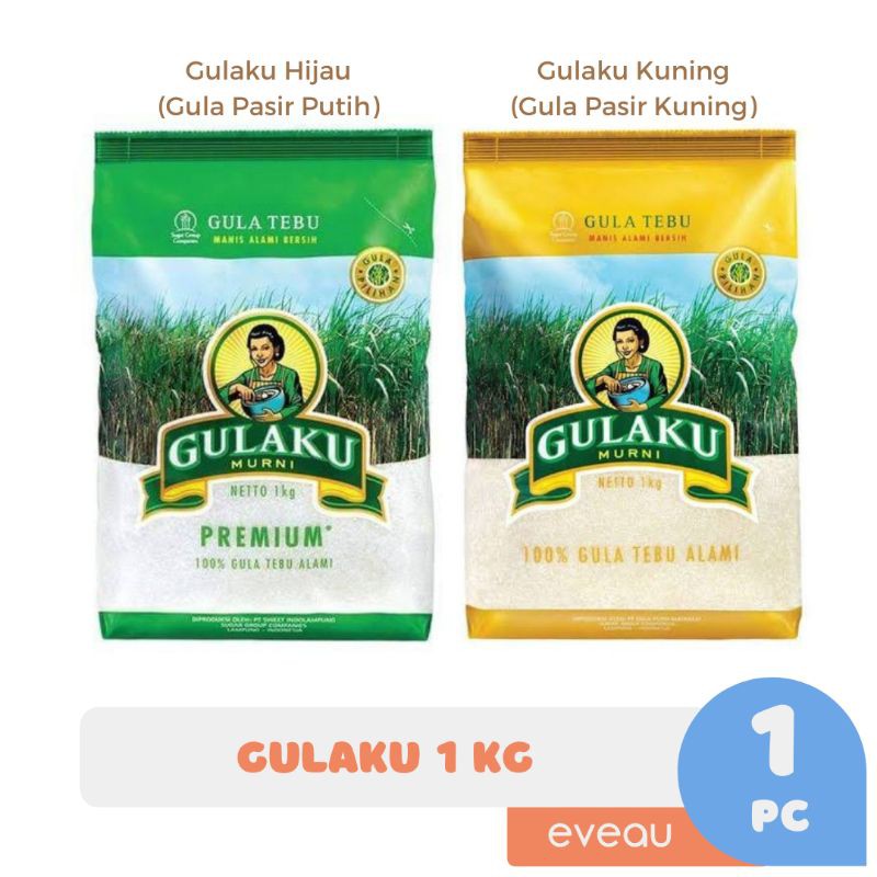 

Gulaku 1kg Gula Pasir Tebu Premium Kemasan Plastik Kuning dan Hijau