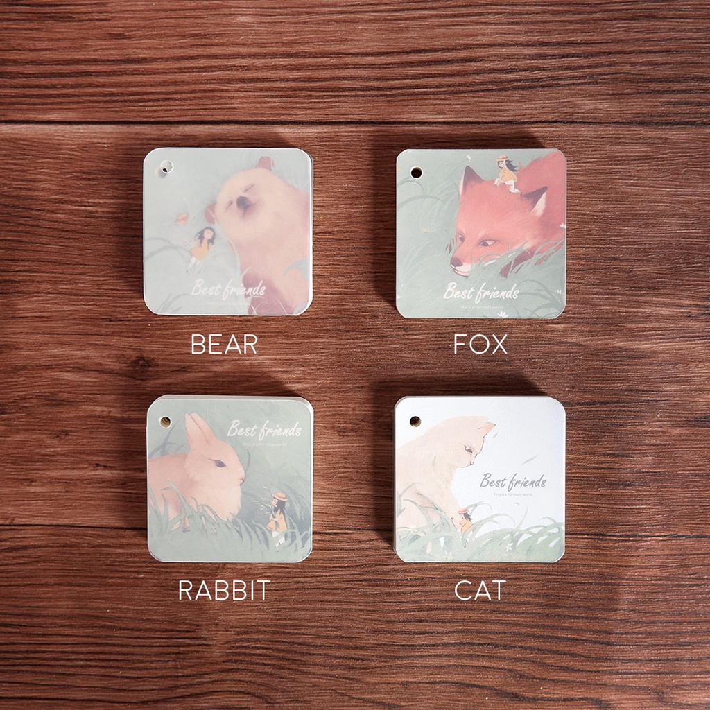

Languo Best Friends Animal Plain Keychain Square Memopad - Kertas Memo