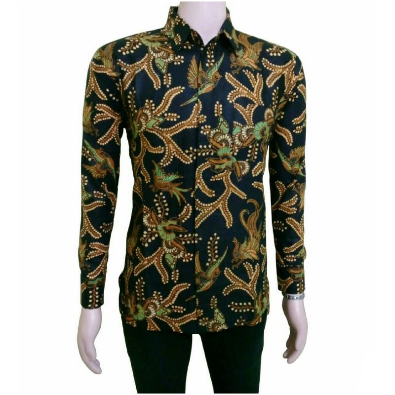 BSWART BATIK HRB026 Kenongo Hem Pendek Padi Pekalongan M L XL Batik Pria MURAH