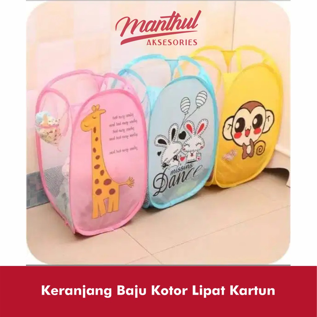 Keranjang Baju Kotor Lipat Kartun