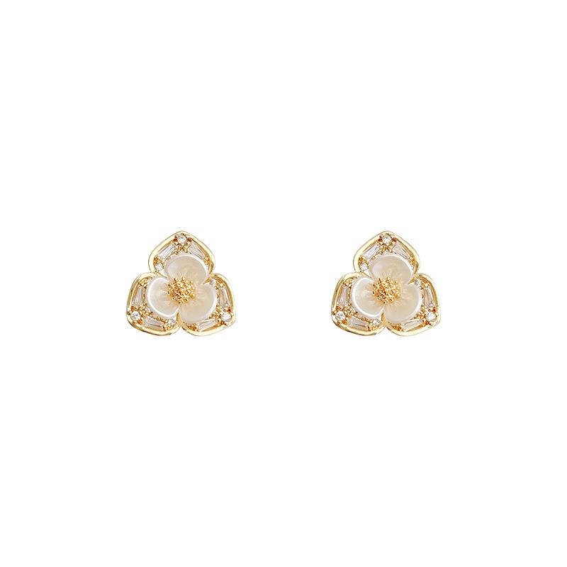 Shuling Summer New Design Super Fashion Flower Zircon Earrings Female S925 Ear Studs Cute Jewelry