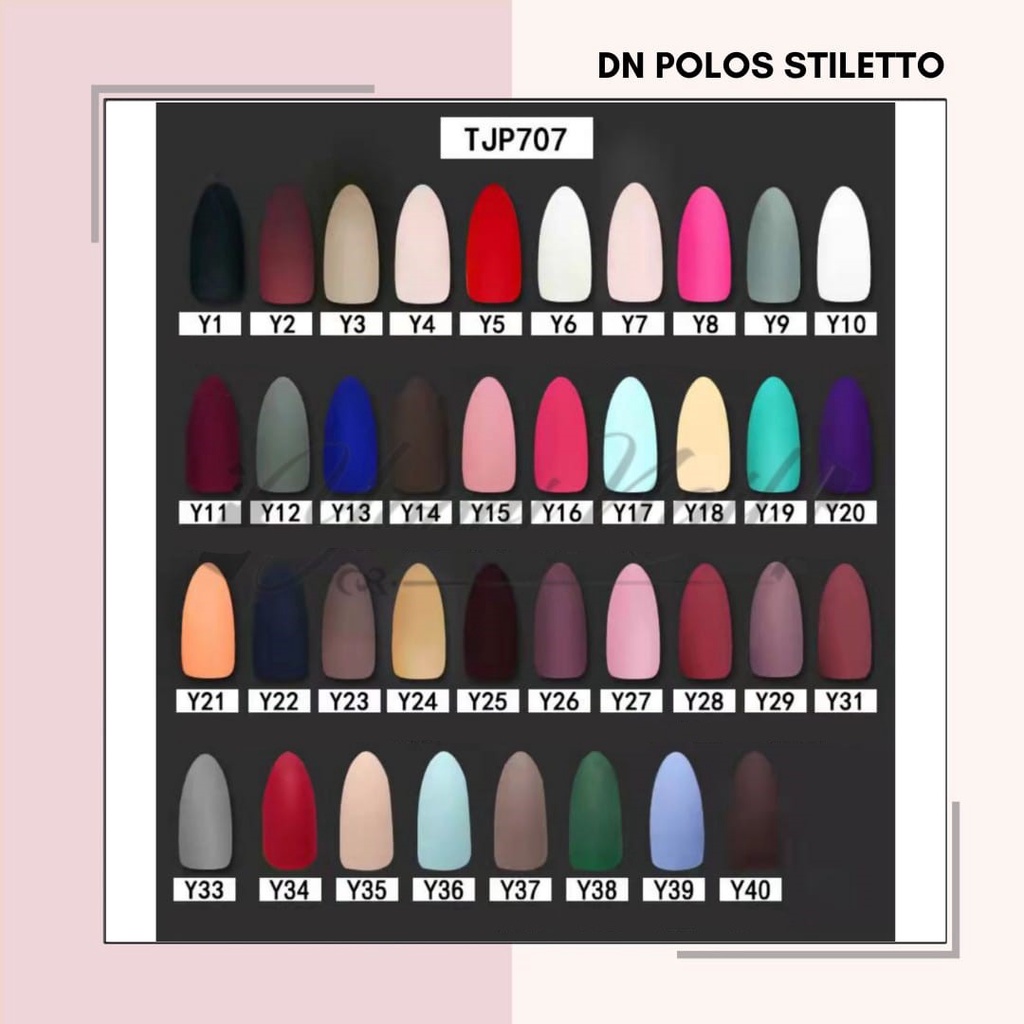 Kuku palsu polos bentuk stiletto set 24pcs fake nails polos false