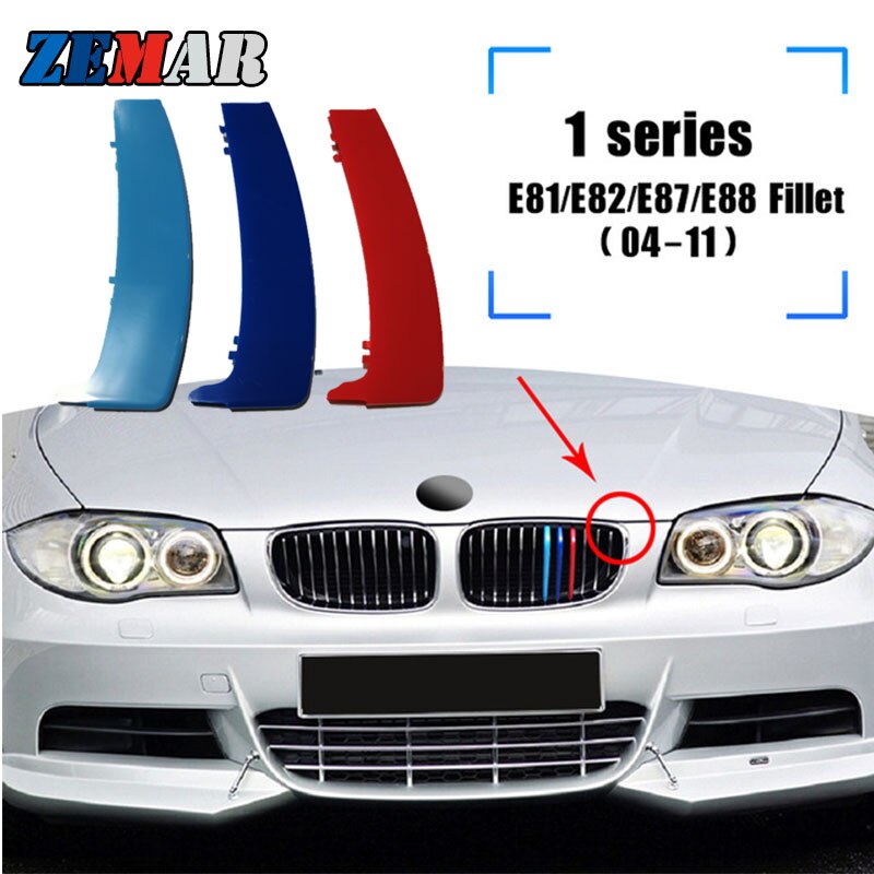 3pcs Kidney Grille Depan Bahan ABS Untuk BMW 1 Series F20 118i E87 E82 E81 E88