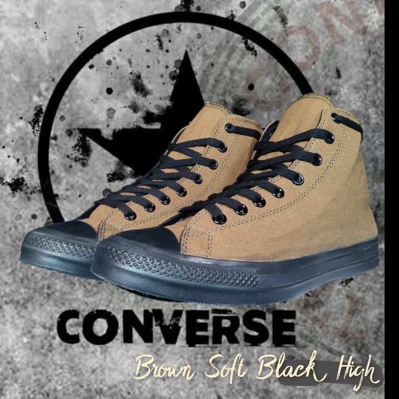 Sepatu sneakers converse pria casual boots tinggi sekolah kerja hitam