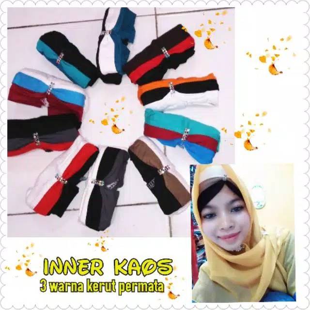 Inner kaos 3 warna kerut permata