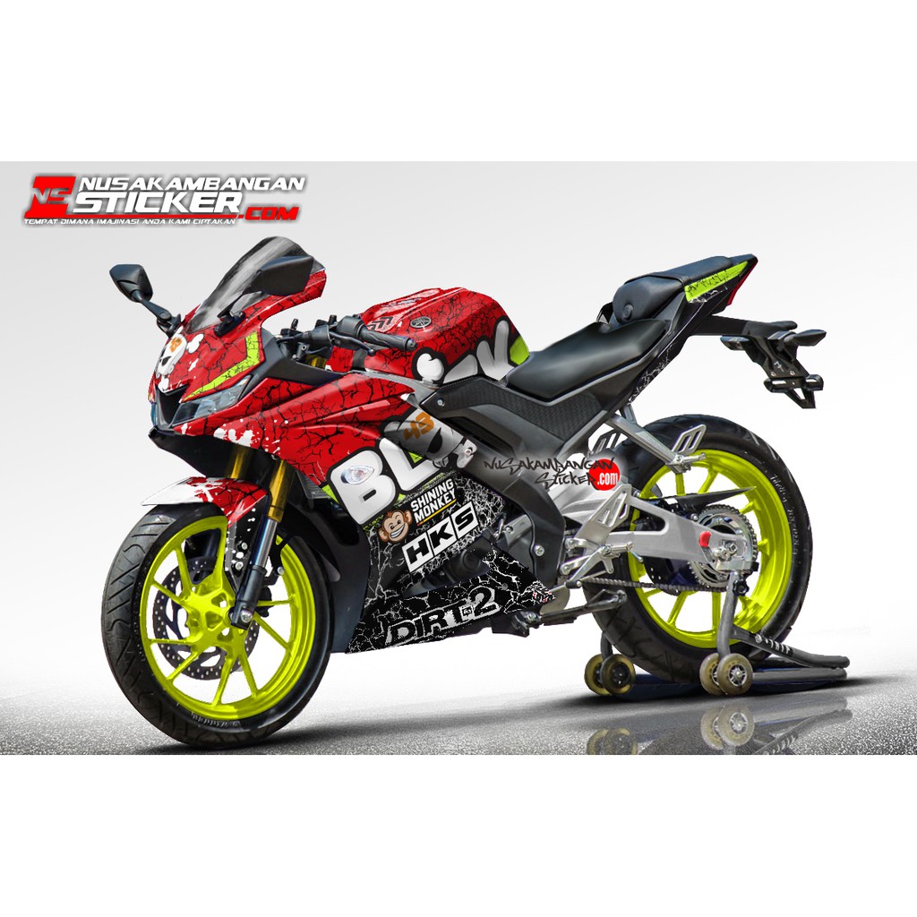 Decal Stiker Motor Yamaha R15 V3 Full Body Ken Merah Hitam Racing Team Sticker Custom Variasi Motif 