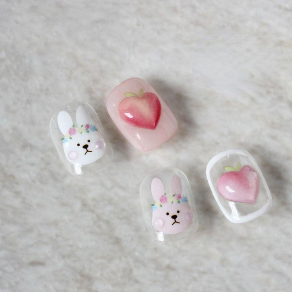 MXBEAUTY Stiker Timbul Kuku Anime Gadis Kuku Kecantikan Dekorasi Kuku Salon Kuku Kelinci 3D Stiker Perekat