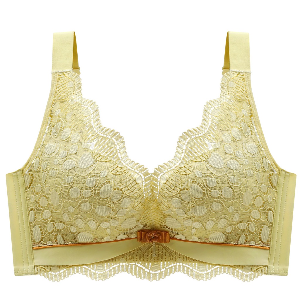 frshome New Latex Renda Pakaian Dalam Wanita Seamless Nirkabel Mengumpulkan Nyaman Payudara Holding
