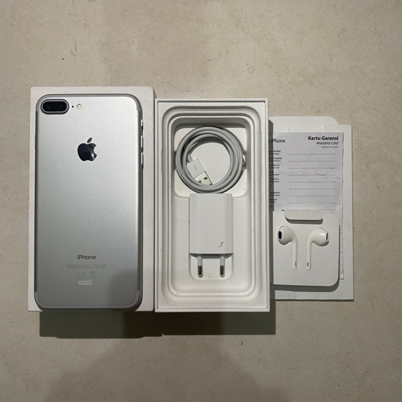 iPhone 7 Plus 128GB iBox Silver Januari 2022 Fullset Original Like New No Minus