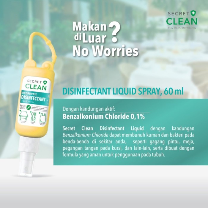 Secret Clean - Disinfektan Spray 60 Ml Disinfectant Liquid Spray #98