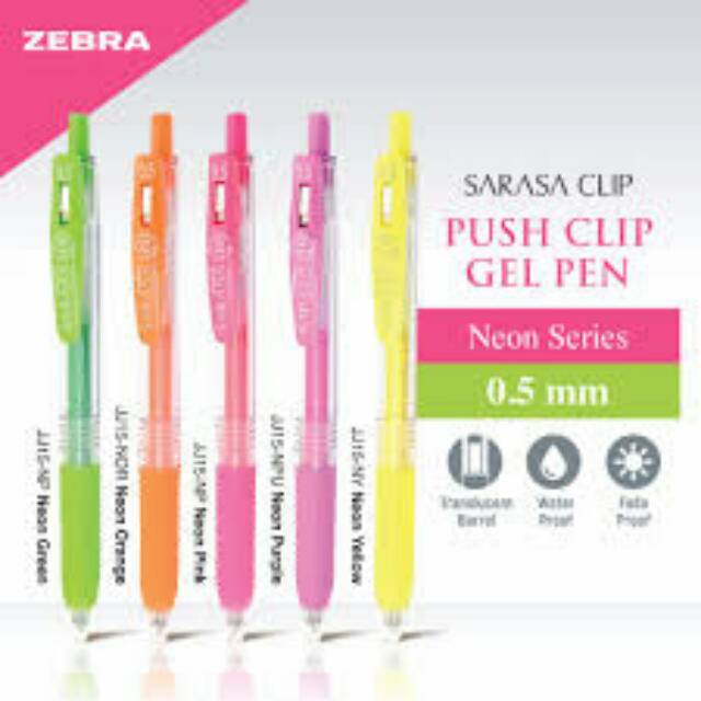 

Pulpen Gel Sarasa Clip Neon Colours Zebra - 0.5mm
