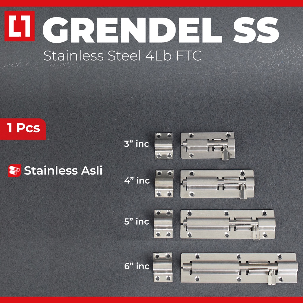 Grendel Stainless Slot Pintu Jendela Tebal Berkualitas 4 Lubang