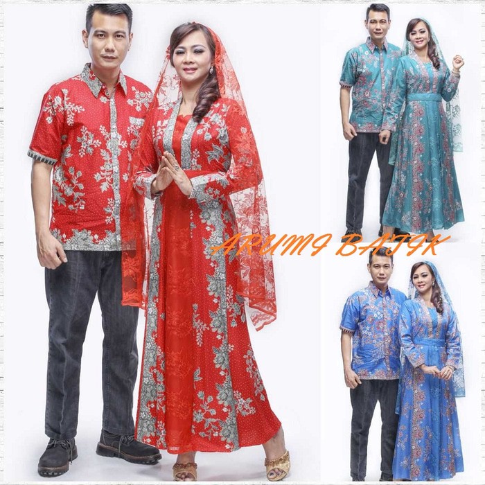 Parling Laris! Sarimbit Pasangan Keluarga Gamis Maxi Long Dress Batik 1088 Tosca