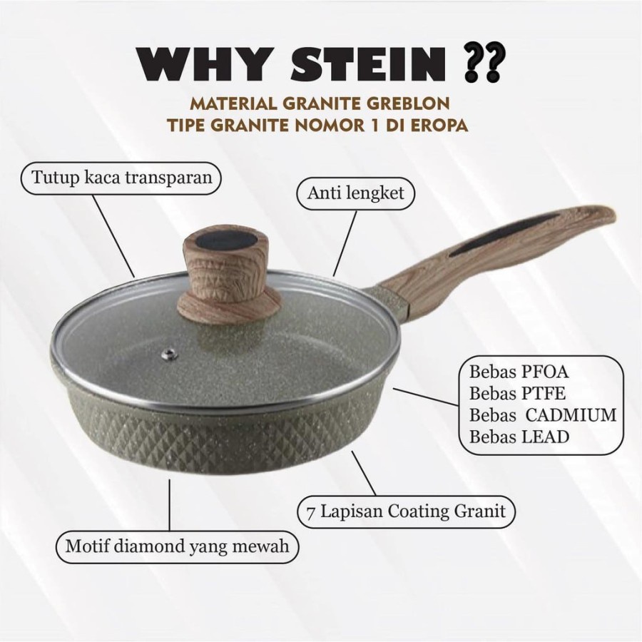 Stein Cookware Stein Fry Pan 20 cm Wajan Penggorengan Diamond Series