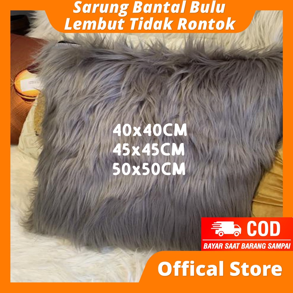 Sarung Bantal Sofa Polos Cover Bulu Korea Kursi Tamu Besar 40x40 45x45 50x50 Aesthetic Minimalis Cantik Panjang Bulu 6CM Lembut Mewah