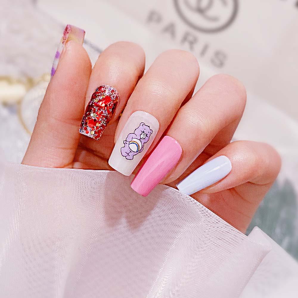 AUGUSTINA Agustina Cute Bear Dekorasi Stiker 1PC Decal Cute Colorful Manicure Aksesoris