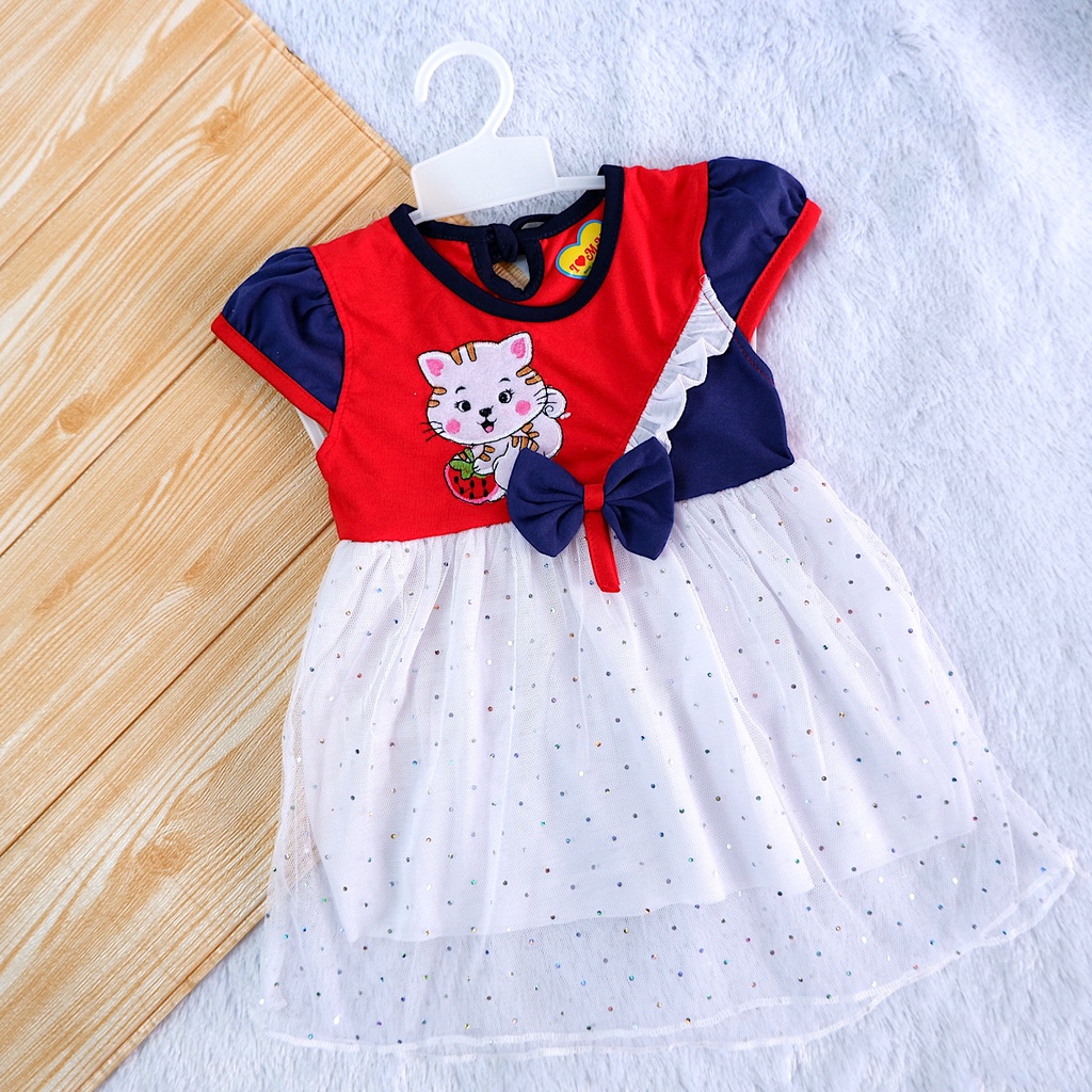 Stelan 6-12 Bulan Dress Tile & Celana Dalam Anak Bayi Perempuan. Setelan Pakaian Baju Baby Cewek 1 Tahun-2