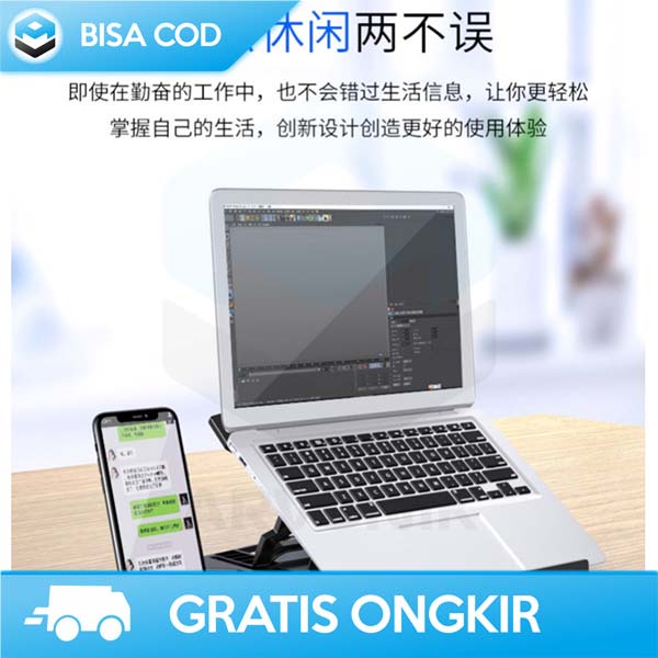 STANDING LAPTOP ADJUSTABLE NUOXI PHONE HOLDER ROTASI 360 PLASTIK KOKOHh