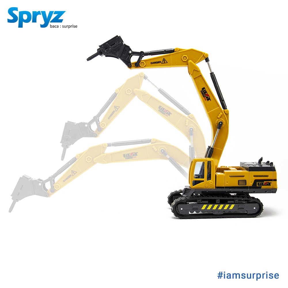 Spryz Construx 1:55 Excavator Mainan Miniatur