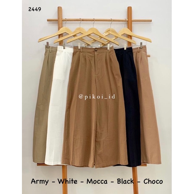 Celana Linen Highwaist / Kulot panjang katun linen wanita / linen Pants / celana putih hitam kece