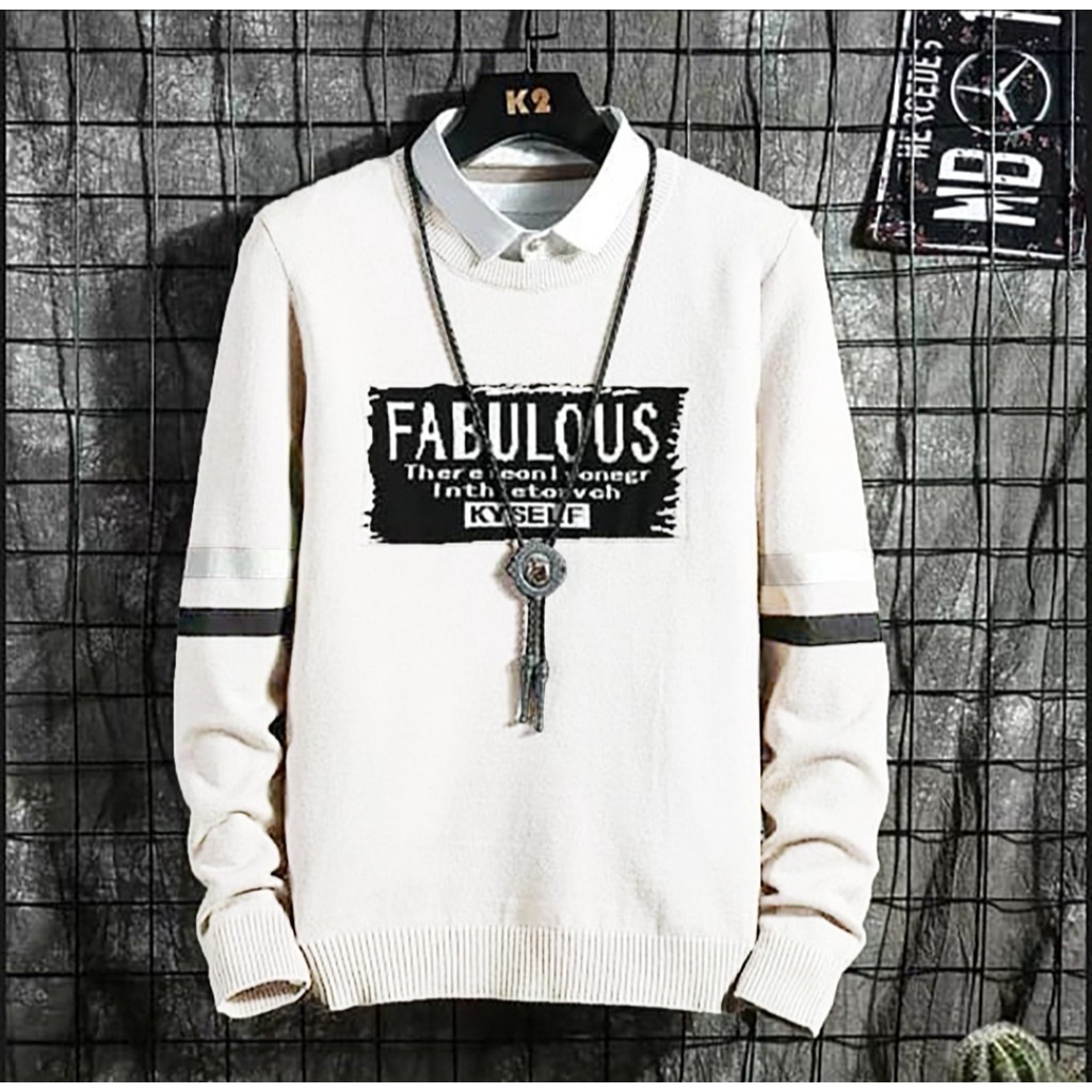 Promo sweater Terbaru Bisa COD Kaos Pria Fabulous Kombi Sweter Crewneck Murah Kaos Pria Distro Keren Kaos Pria Lengan Panjang Murah Kaos Cowok Kekinian Sweter Terlaris