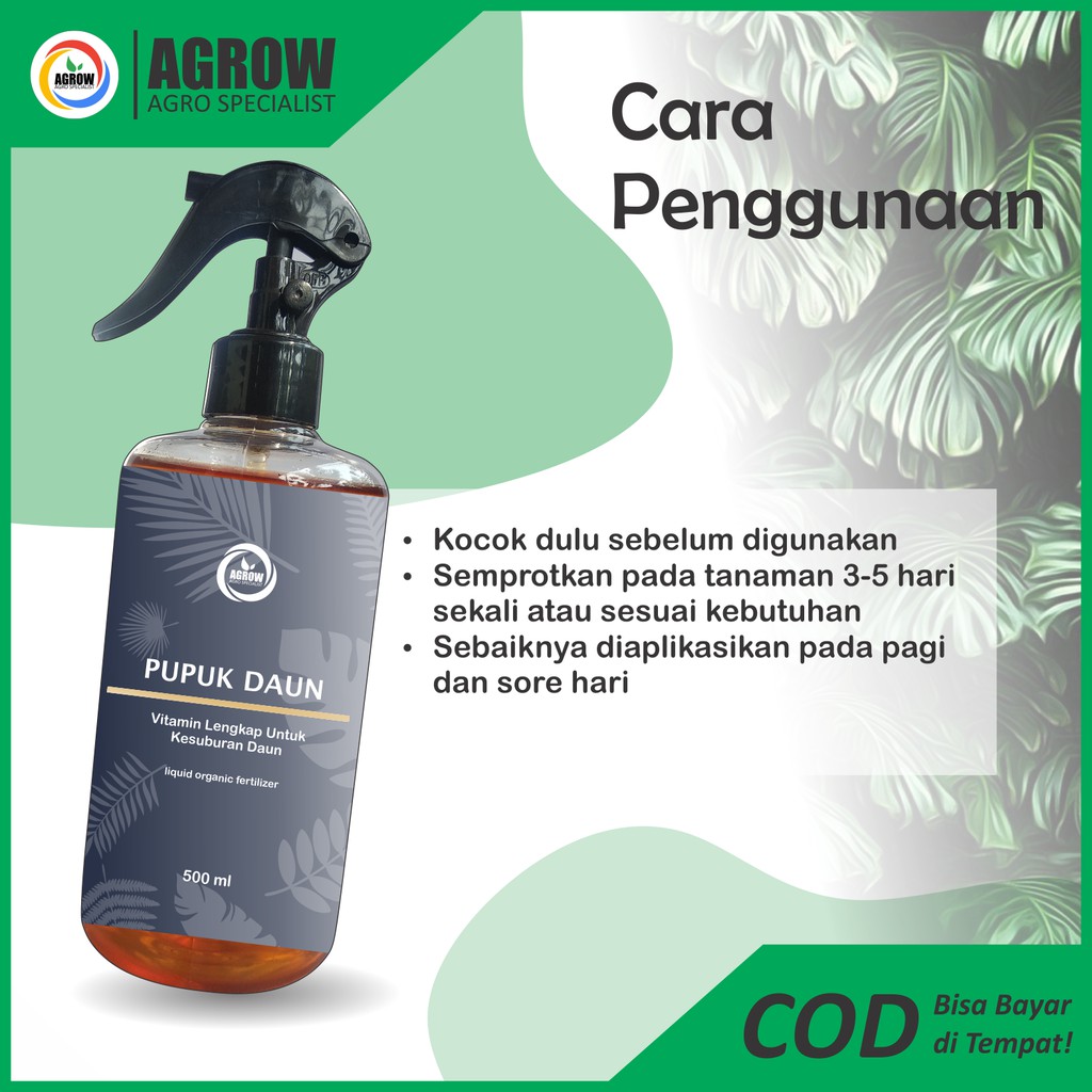 Pupuk Daun Tanaman Hias By Agrow Nutrisi Suplemen Vitamin Daun Aglonema Monstera Calathea 500 ml