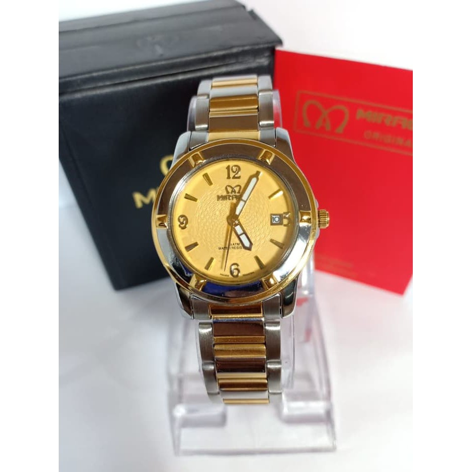 JAM TANGAN MIRAGE 8033 WANITA SILVER COMBI GOLD ORIGINAL