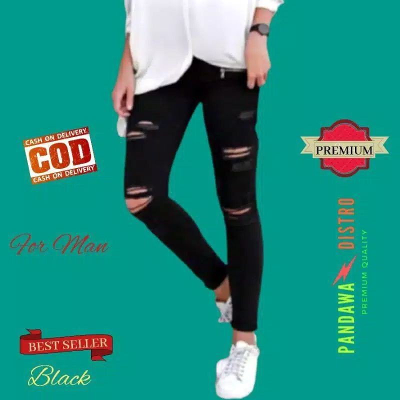 CELANA SOBEK PRIA RIPPED JEANS ROBEK KOYAK SLIMFIT PENSIL SKINNY STRETCH PREMIUM 28-38