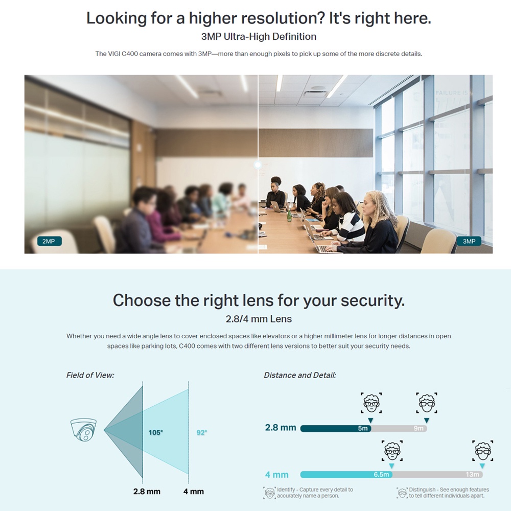 Tp-Link VIGI C400HP-4 Onvif 3MP 4mm Indoor Turret Network Camera