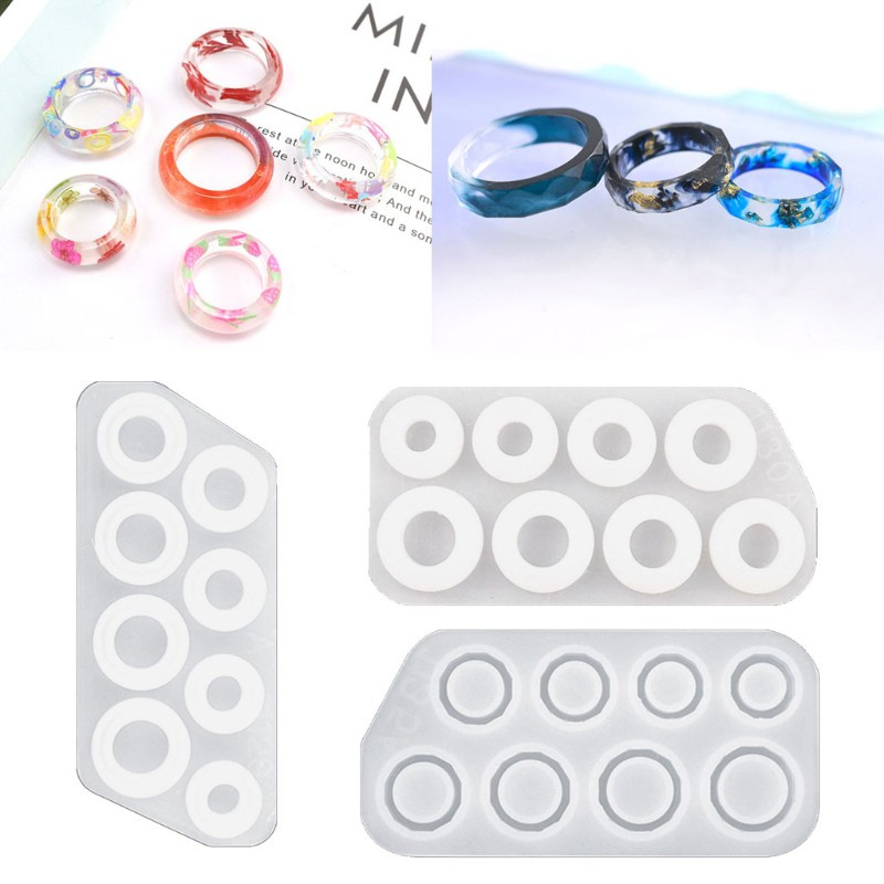 Glitter Assorted Rings Crystal Epoxy Resin Mold Jewerly Ring Silicone Mould DIY Crafts Casting Tools