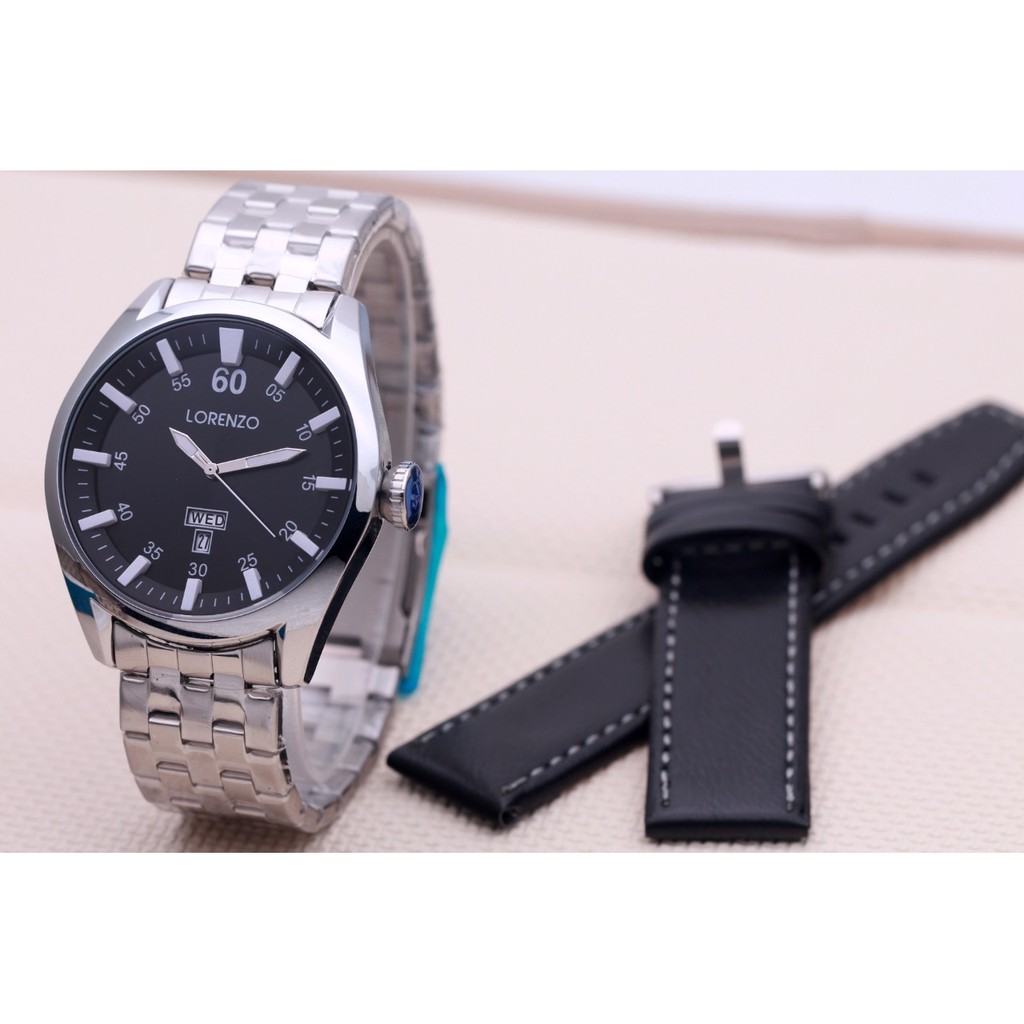 Jam Tangan Pria / Cowok Lorenzo Original LR1835 Rantai Silver White