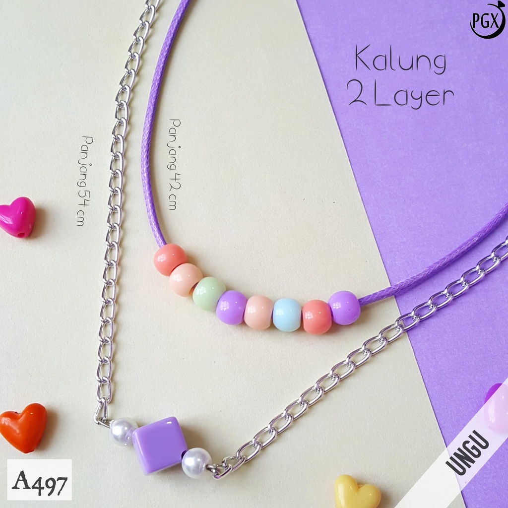 PGX Kalung Wanita Korea Tali / Rantai Multilayer - Kalung Panjang Hijab - Aksesoris Wanita A497