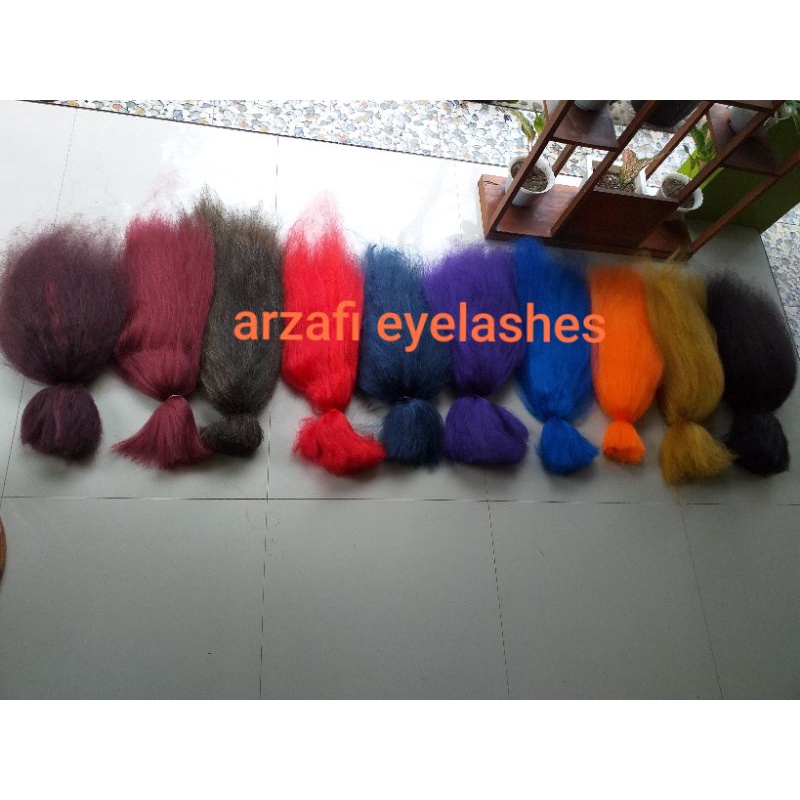 Rambut sintetis belum dijahit jual per ikat dan per kilo