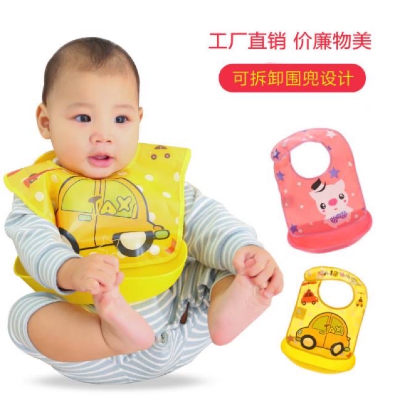 2in1 Baby Bib Slabber Bayi WaterProof Anti Kotor Sleber otto Silikon Slaber Celemek Makan anak