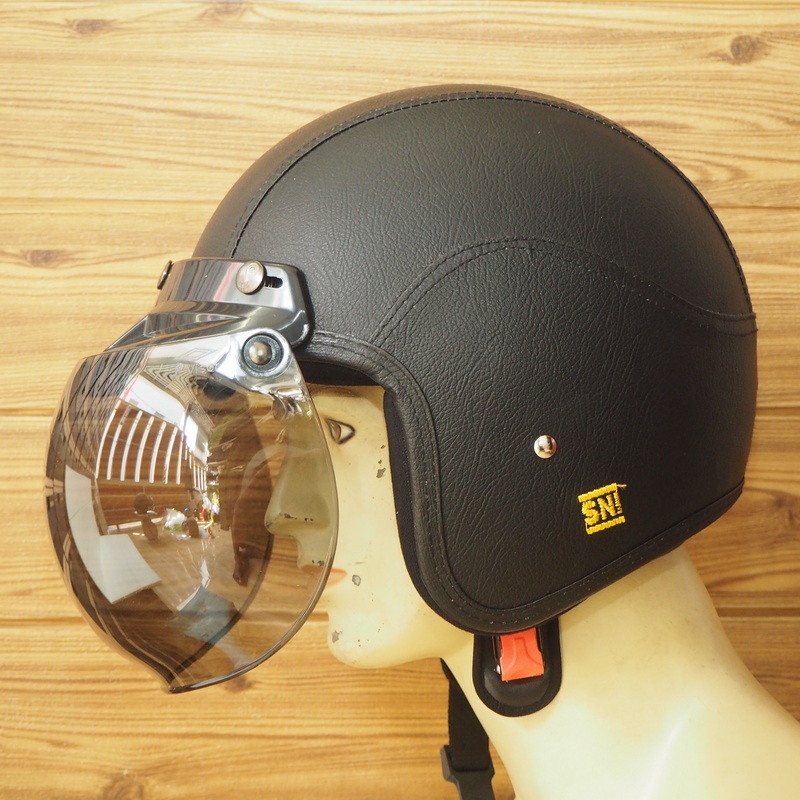 HELM BOGO CLASSIC SNI DEWASA PRIA DAN WANITA HELMET BOGGO RETRO KLASIK KULIT SINTETIS WARNA HITAM