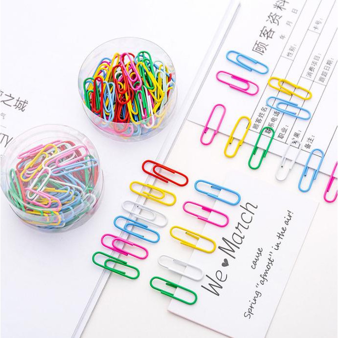 

Klip Kertas / Paper Clips Warna Warni 160 Pcs