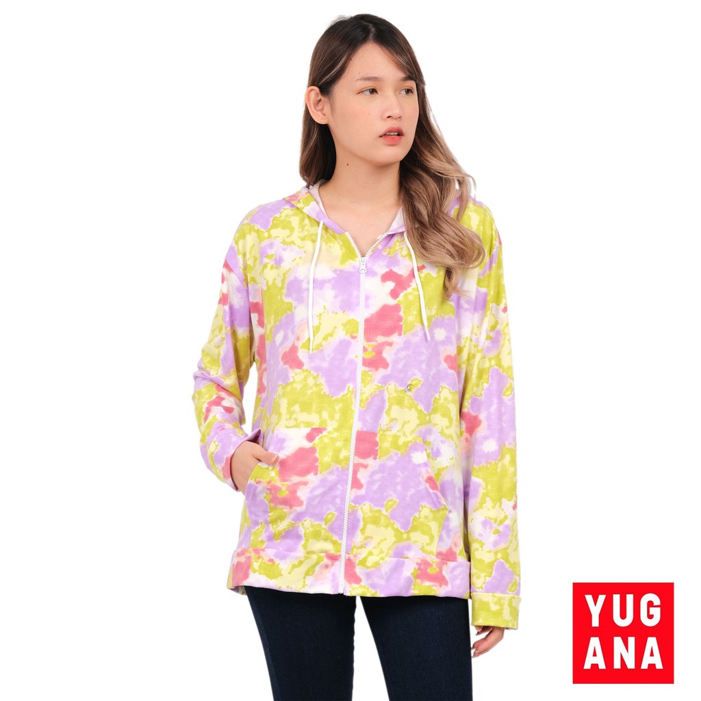 YUGANA - REBANI Jaket Oversize Wanita Hoodie Tie Dye Baju Cewek Warna Putih Pink Tosca Maroon Navy A
